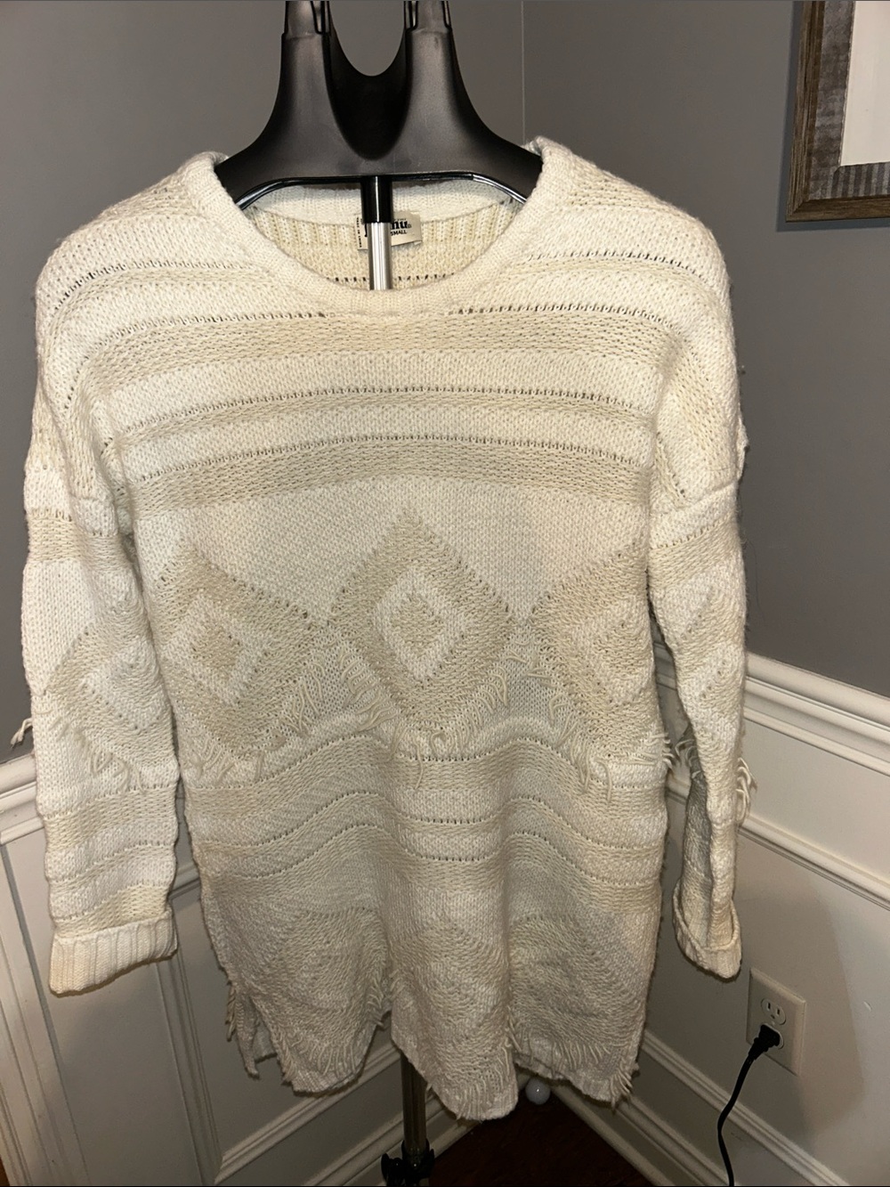 Show Me Your MuMu Cream Textured Crewneck Sweater